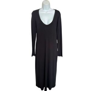JAMES PERSE V-neck Ribbed Long Dress In Black Size 4